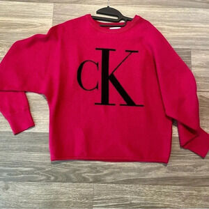 Calvin Klein Women’s Monogram Dolman Sleeve Sweater Big CK Logo Pink Size  XS